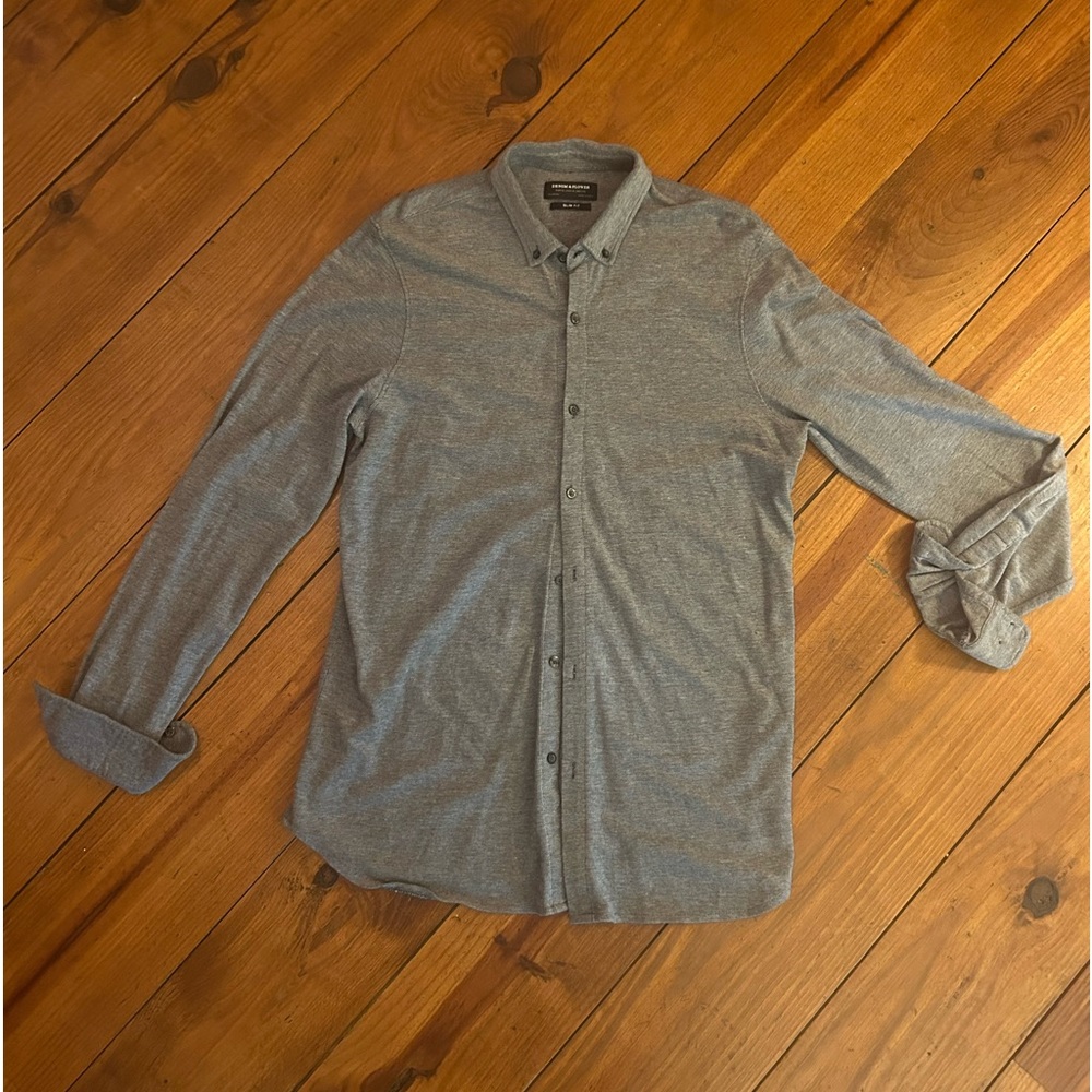 Denim & Flowers Slim Fit, Stretch KNIT Button Down XL